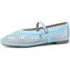 Rihero Mesh Ballet Flats for Women Comfortable Square Toe Ballerina Flats Buckle Strap Casual Fishnet Flat Shoes(Blue)