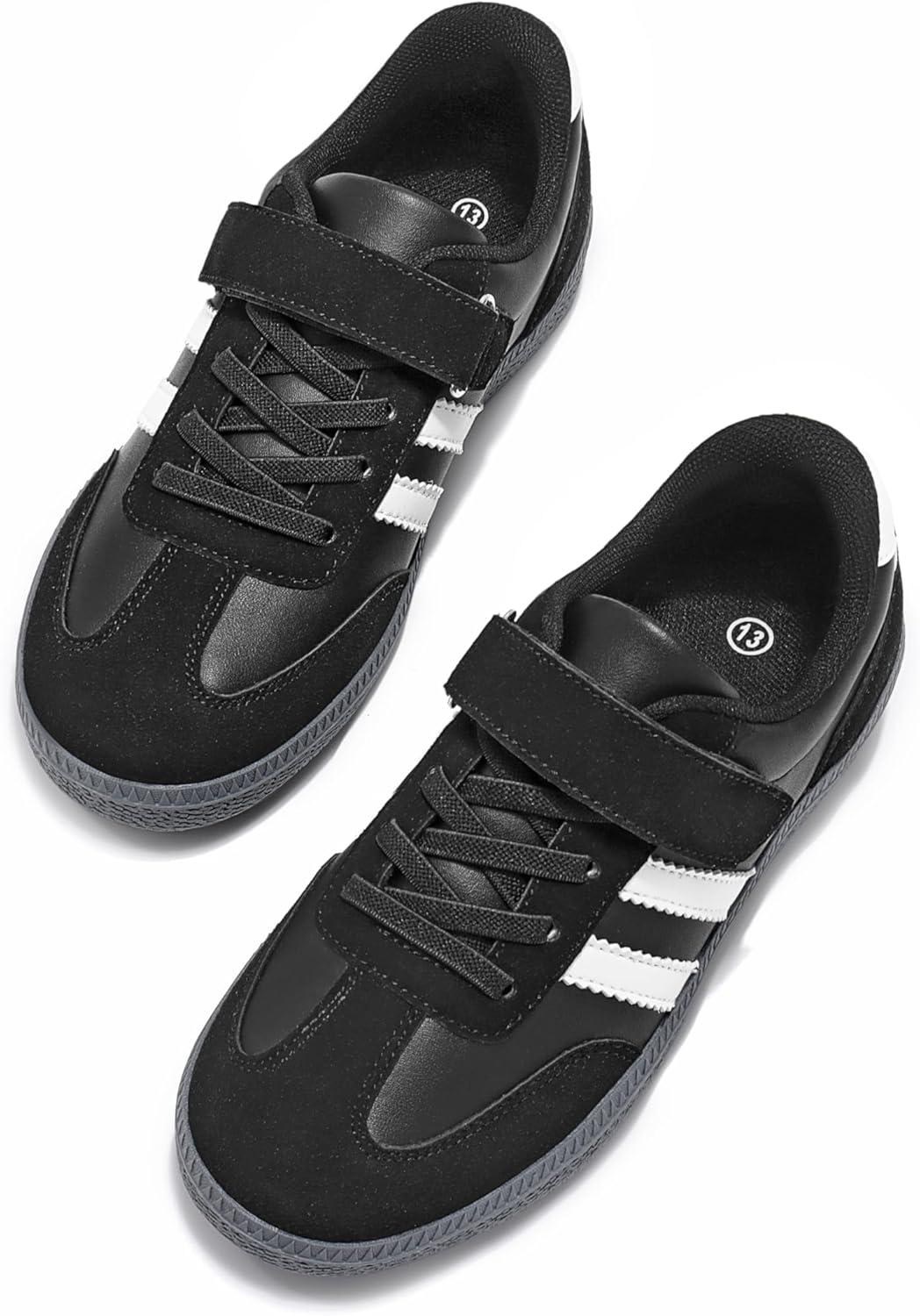 imageRihero Girls Sneakers Kids Cute School Uniform Shoes Slip on Walking Sneakers for Little KidBig KidBlack