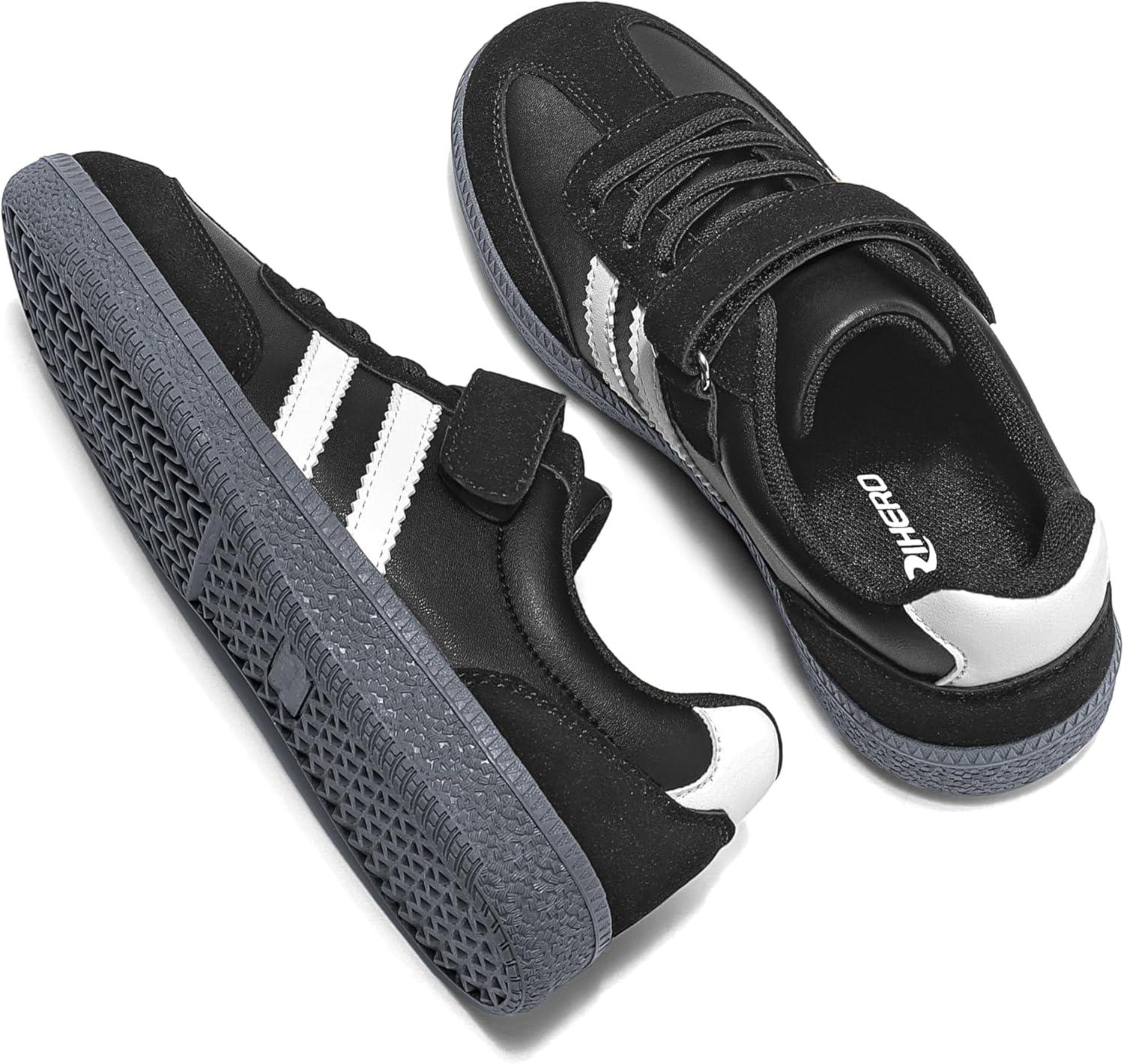 imageRihero Girls Sneakers Kids Cute School Uniform Shoes Slip on Walking Sneakers for Little KidBig KidBlack