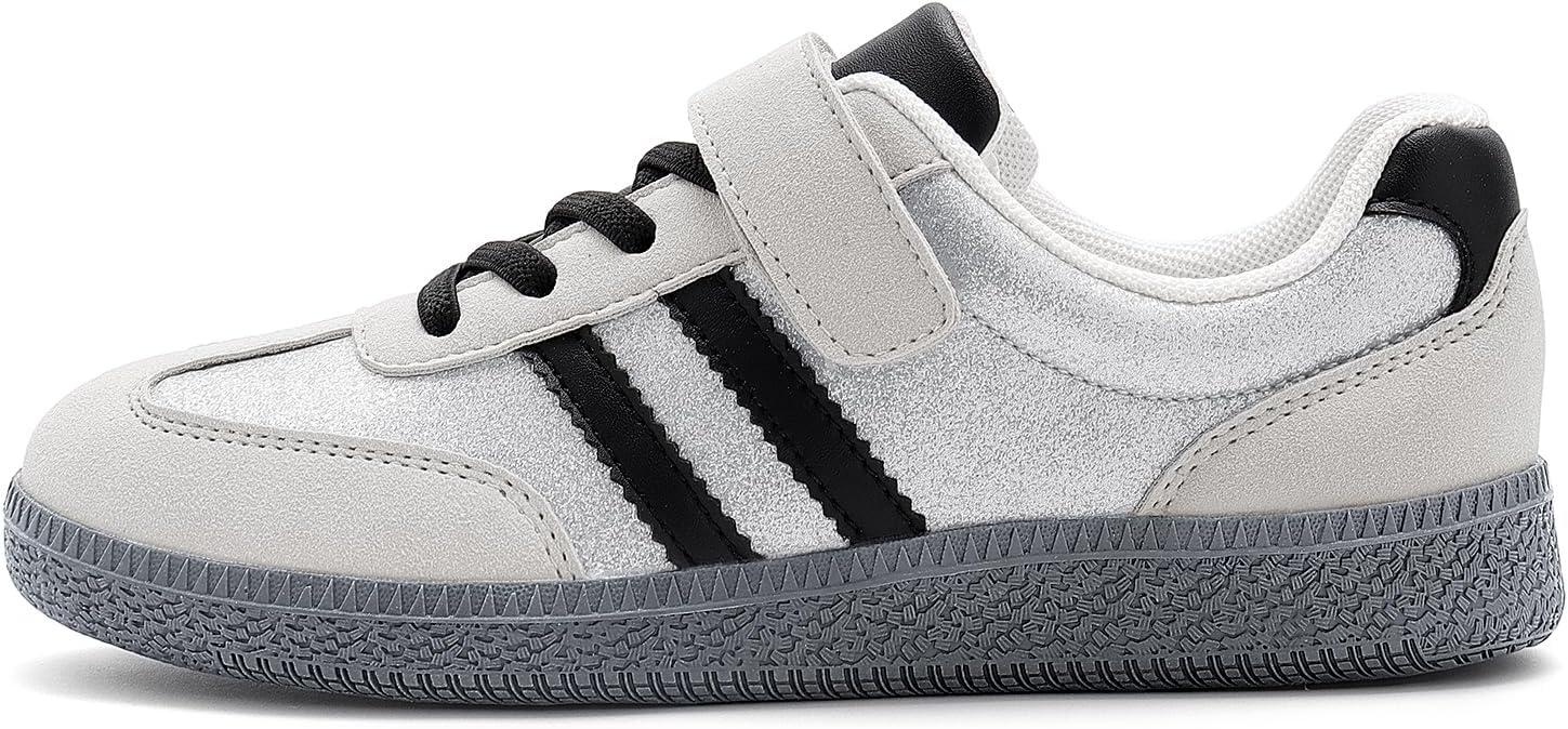 imageRihero Girls Sneakers Kids Cute School Uniform Shoes Slip on Walking Sneakers for Little KidBig KidSilver