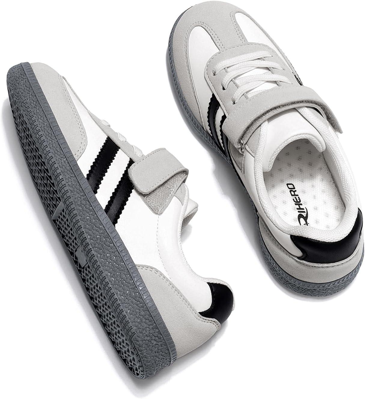 imageRihero Girls Sneakers Kids Cute School Uniform Shoes Slip on Walking Sneakers for Little KidBig KidWhite