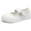 Rihero Girls Sneakers Kids School Uniform Mary Jane Shoes Casual Walking Shoes for Toddler Little Big Kids(White)