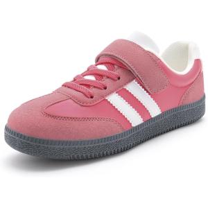 Rihero Girls Sneakers Kids Cute School Uniform Shoes Slip on Walking Sneakers for Little Kid/Big Kid(Pink)