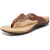 Rihero Women’s Orthopedic Arch Support Sandals Orthotic Flip Flops Comfortable Slip On Thong Flat Sandals(Brown)