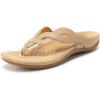 Rihero Women’s Orthopedic Arch Support Sandals Orthotic Flip Flops Comfortable Slip On Thong Flat Sandals(Nude)