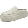 Rihero Women’s Slip On Platform Mule Shoes Comfortable Memory Foam Lightweight Round Toe Clogs for Work Walking(Beige)
