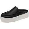 Rihero Women’s Slip On Platform Mule Shoes Comfortable Memory Foam Lightweight Round Toe Clogs for Work Walking(Black Pu)