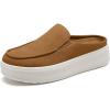 Rihero Women’s Slip On Platform Mule Shoes Comfortable Memory Foam Lightweight Round Toe Clogs for Work Walking(Tan)