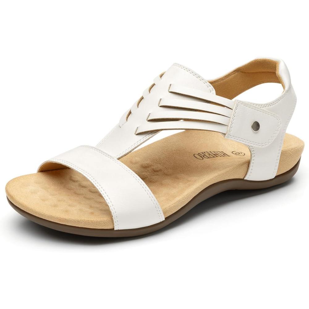 image:imageRihero Womens Orthopedic Arch Support Sandals Orthotic Comfortable Casual Flat Sandals for Summer Beach WalkingWhite