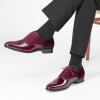 Rihero Men’s Dress Oxford Shoes Classic Formal Patent Leather Lace-up Tuxedo Shoes(Wine Red)