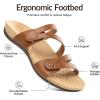 Rihero Women’s Orthopedic Arch Support Flat Sandals Comfortable Casual Slide Sandals with Adjustable Strap for Summer Walking(Tan)