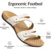 Rihero Women’s Orthopedic Arch Support Flat Sandals Comfortable Casual Slide Sandals with Adjustable Strap for Summer Walking(White)