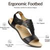 Rihero Women’s Orthopedic Arch Support Sandals Orthotic Comfortable Casual Flat Sandals for Summer Beach Walking(Black)