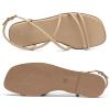 Rihero Women’s Strappy Flat Sandals Summer Lace Up Open Toe Comfortable Slip-On Ankle Strap Sandals(Nude)