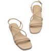 Rihero Women’s Strappy Flat Sandals Summer Lace Up Open Toe Comfortable Slip-On Ankle Strap Sandals(Nude)