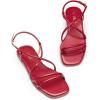 Rihero Women’s Strappy Flat Sandals Summer Lace Up Open Toe Comfortable Slip-On Ankle Strap Sandals(Red)