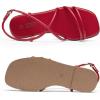 Rihero Women’s Strappy Flat Sandals Summer Lace Up Open Toe Comfortable Slip-On Ankle Strap Sandals(Red)