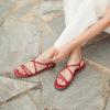 Rihero Women’s Strappy Flat Sandals Summer Lace Up Open Toe Comfortable Slip-On Ankle Strap Sandals(Red)