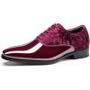 Rihero Men’s Dress Oxford Shoes Classic Formal Patent Leather Lace-up Tuxedo Shoes(Wine Red)