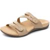 Rihero Women’s Orthopedic Arch Support Flat Sandals Comfortable Casual Slide Sandals with Adjustable Strap for Summer Walking(Nude)