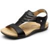 Rihero Women’s Orthopedic Arch Support Sandals Orthotic Comfortable Casual Flat Sandals for Summer Beach Walking(Black)