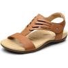 Rihero Women’s Orthopedic Arch Support Sandals Orthotic Comfortable Casual Flat Sandals for Summer Beach Walking(Caramel)