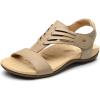 Rihero Women’s Orthopedic Arch Support Sandals Orthotic Comfortable Casual Flat Sandals for Summer Beach Walking(Nude)