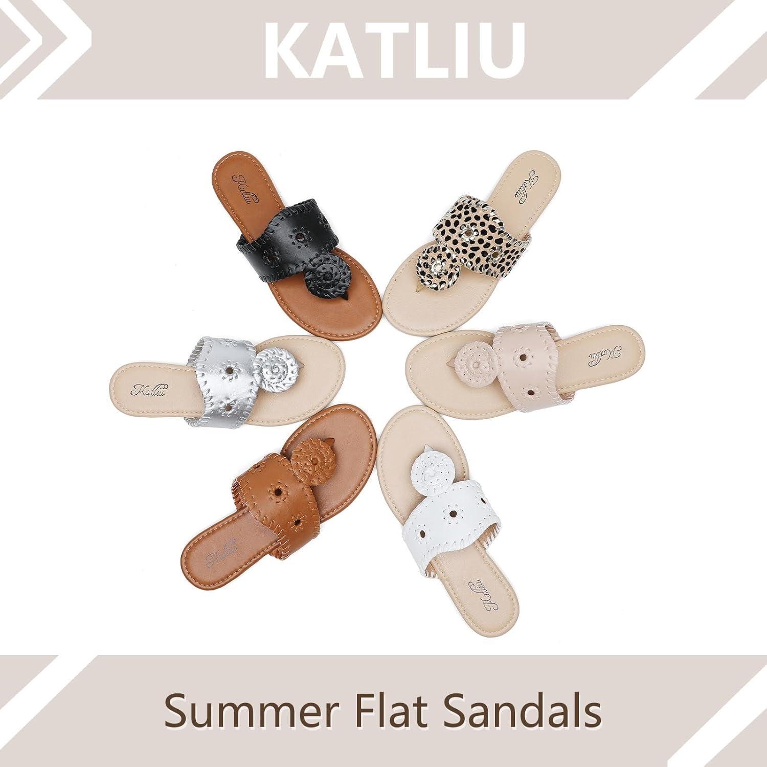 image:imagekatliu Womens Flat Sandals Flip Flop Sandals Dressy Thong SandalsBrown