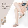 katliu Women’s Flat Sandals Flip Flop Sandals Dressy Thong Sandals(Silver)