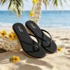 katliu Women’s Flip Flops Sandals, Casual Beach Flat Sandals, Cushioned Memory Foam Thong Sandals(Black)