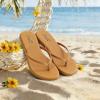 katliu Women’s Flip Flops Sandals, Casual Beach Flat Sandals, Cushioned Memory Foam Thong Sandals(Brown)