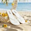 katliu Women’s Flip Flops Sandals, Casual Beach Flat Sandals, Cushioned Memory Foam Thong Sandals(White)