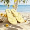 katliu Women’s Flip Flops Sandals, Casual Beach Flat Sandals, Cushioned Memory Foam Thong Sandals(Yellow)