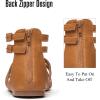 katliu Women’s Gladiator Sandal Strappy Flat Sandals Two Ankle Buckle(Brown)