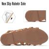 katliu Women’s Gladiator Sandal Strappy Flat Sandals Two Ankle Buckle(Brown)