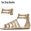 katliu Women’s Gladiator Sandal Strappy Flat Sandals Two Ankle Buckle(Glod)