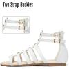 katliu Women’s Gladiator Sandal Strappy Flat Sandals Two Ankle Buckle(White)