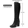 katliu Women’s Heeled Knee High Boots Zip Up High Chunky Heeled Boots(Black)