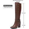 katliu Women’s Heeled Knee High Boots Zip Up High Chunky Heeled Boots(Coffee Brown)