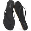 katliu Women’s Flip Flops Sandals, Casual Beach Flat Sandals, Cushioned Memory Foam Thong Sandals(Black)