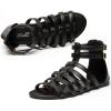 katliu Women’s Gladiator Sandal Strappy Flat Sandals Two Ankle Buckle(Black)
