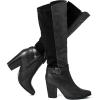 katliu Women’s Heeled Knee High Boots Zip Up High Chunky Heeled Boots(Black)