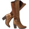 katliu Women’s Heeled Knee High Boots Zip Up High Chunky Heeled Boots(Brown)