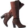 katliu Women’s Heeled Knee High Boots Zip Up High Chunky Heeled Boots(Coffee Brown)