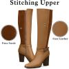 katliu Women’s Heeled Knee High Boots Zip Up High Chunky Heeled Boots Fall Boots Brown 10
