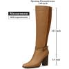 katliu Women’s Heeled Knee High Boots Zip Up High Chunky Heeled Boots Fall Boots Brown 10