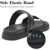 katliu Women’s Comfort Flat Sandals Double Buckle Adjustable Slide Sandals Casual Summer Sandals with Arch Support(Black)