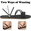 katliu Women’s Strappy Flat Sandals Round Toe Slide Sandals Casual Summer Sandals(Black)