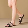 katliu Women’s Strappy Flat Sandals Round Toe Slide Sandals Casual Summer Sandals(Black)