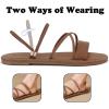 katliu Women’s Strappy Flat Sandals Round Toe Slide Sandals Casual Summer Sandals(Brown)